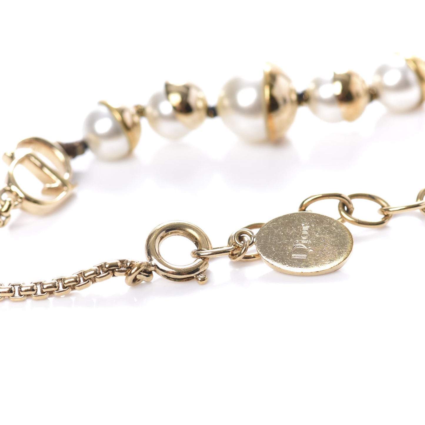 Pearl CD Logo Bracelet Gold
