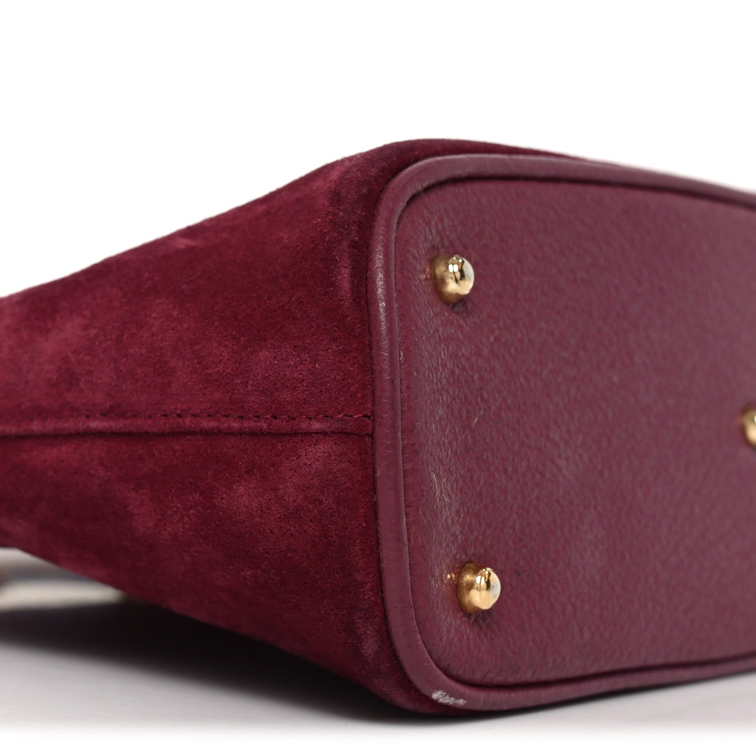 Gucci Suede Bamboo Handle Dome Bag Burgundy 9 of 10