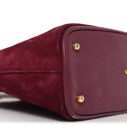 Gucci Suede Bamboo Handle Dome Bag Burgundy 9 of 10