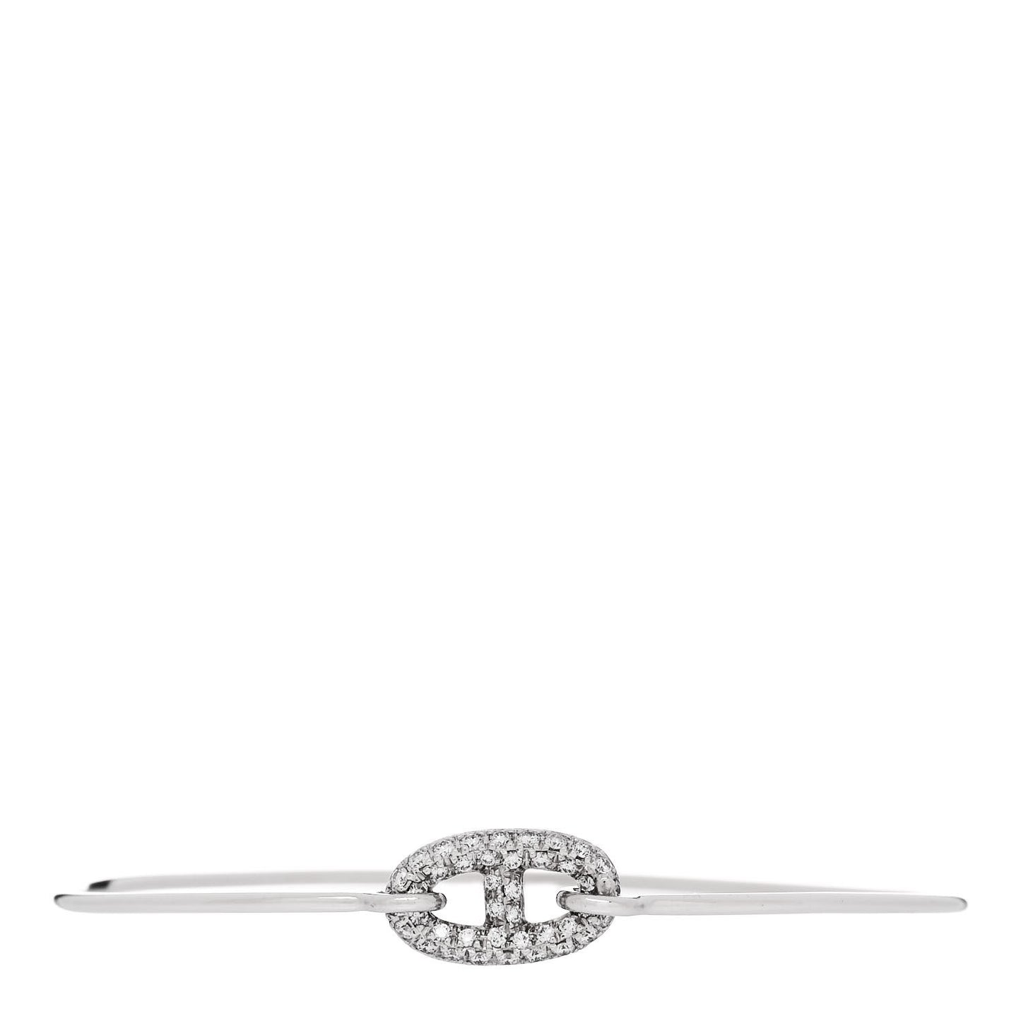 18K White Gold Diamond Farandole Bangle Bracelet SH