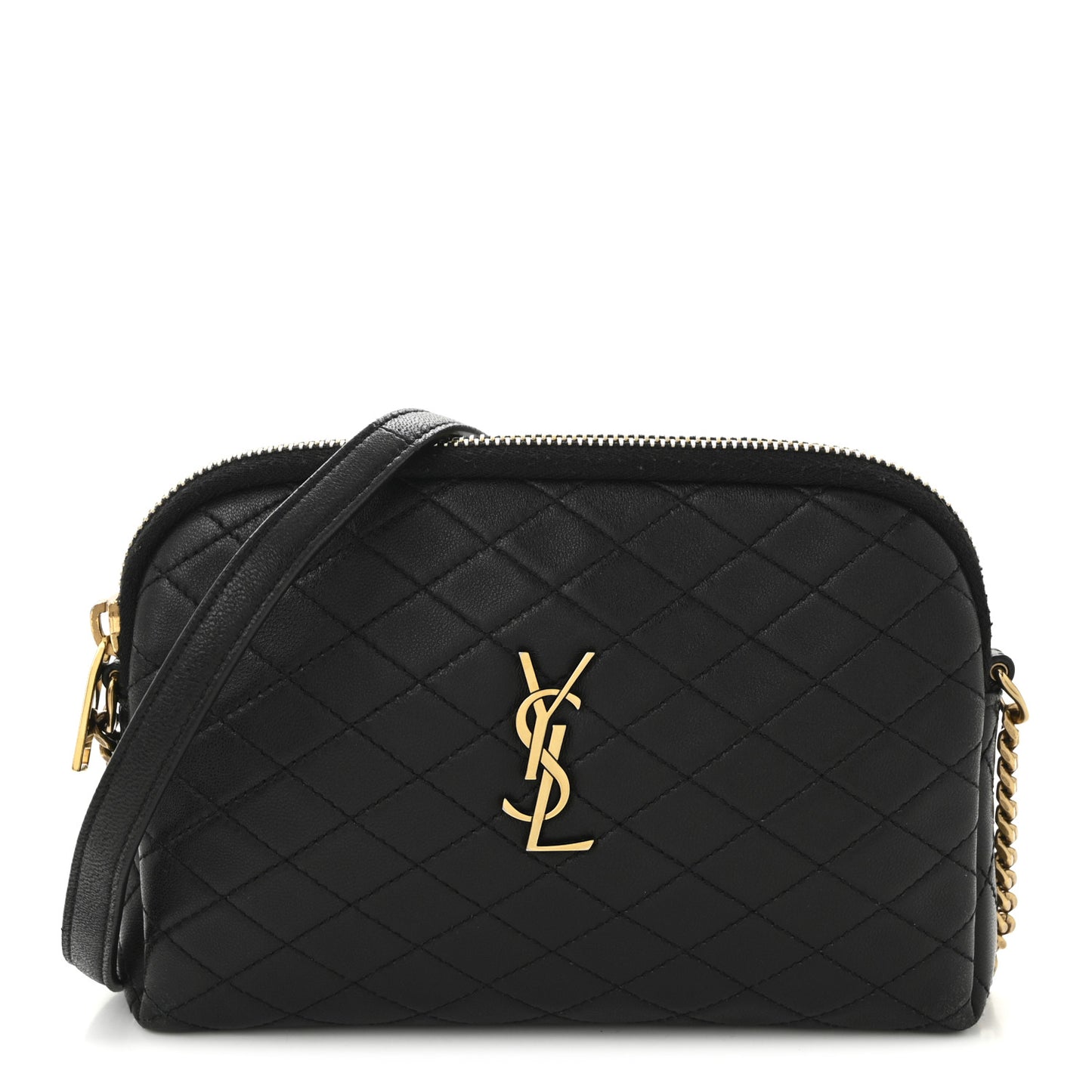 Lambskin Quilted Gaby Zipped Pouch Black