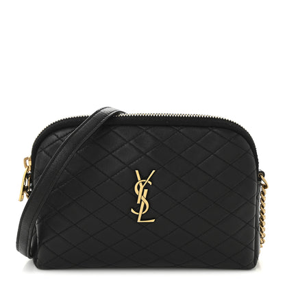Saint Laurent Lambskin Quilted Gaby Zipped Pouch Black 1 of 10