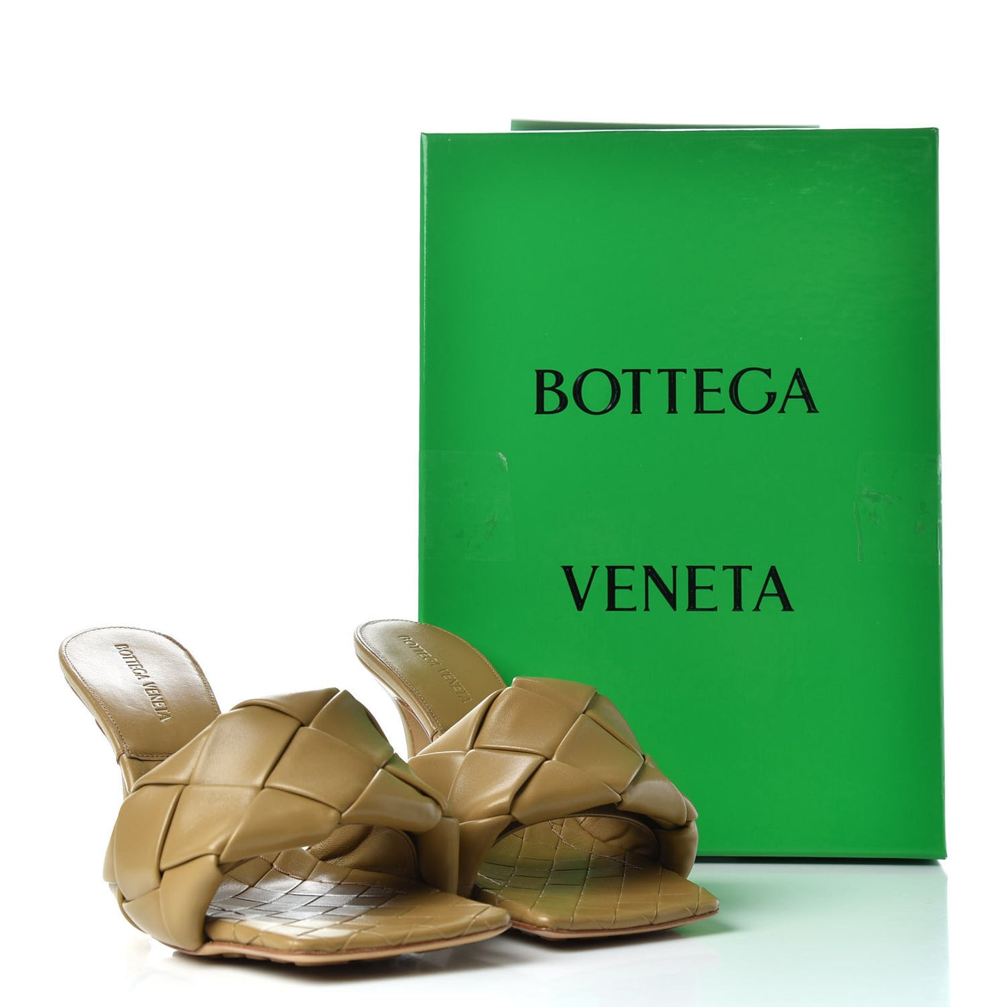 Nappa Maxi Intrecciato Lido 90mm Mule Sandals 38 Fudge