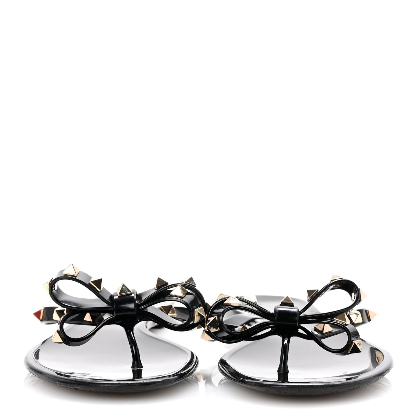 PVC Jelly Rockstud Bow Thong Sandals 41 Black