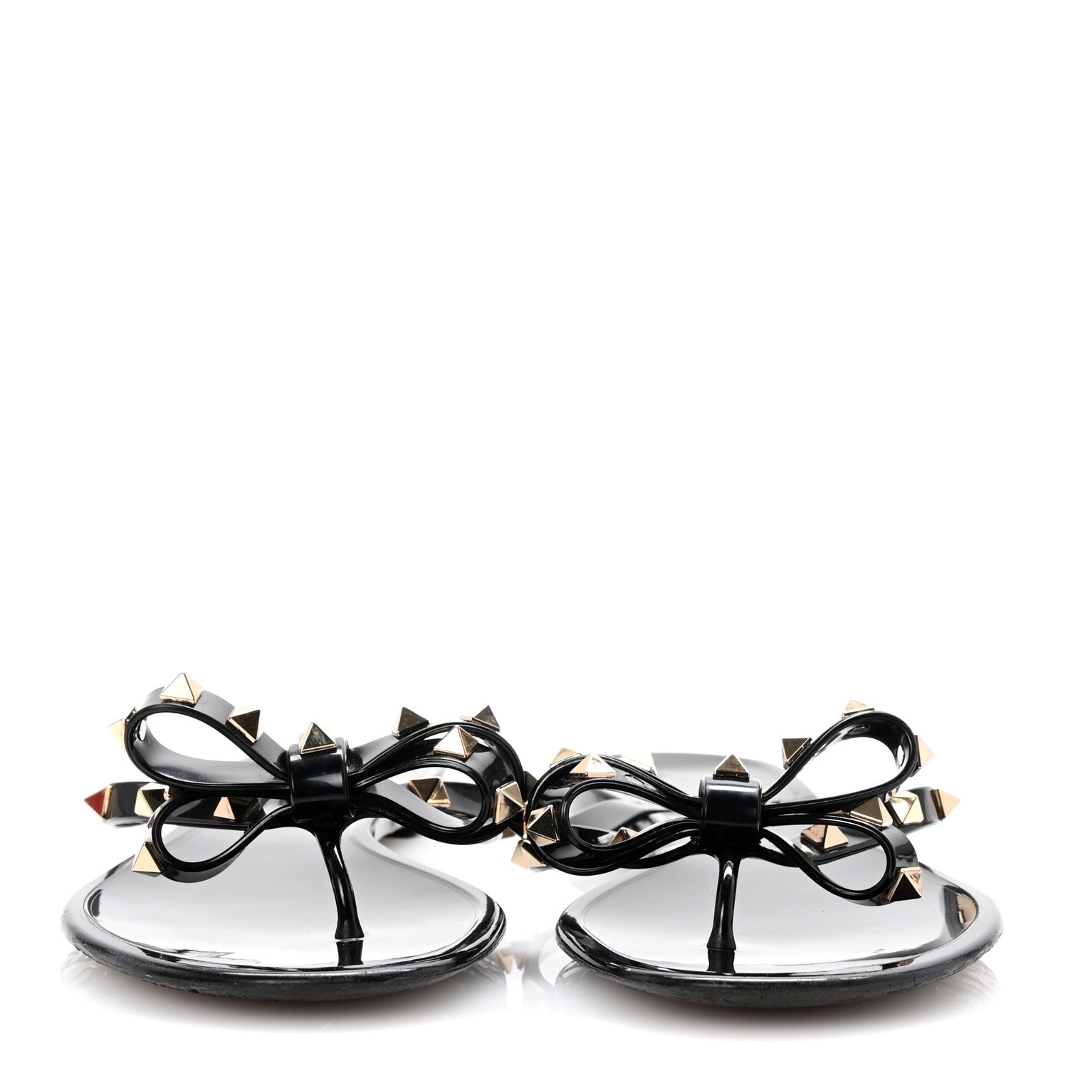 Valentino Garavani PVC Jelly Rockstud Bow Thong Sandals 41 Black 3 of 10