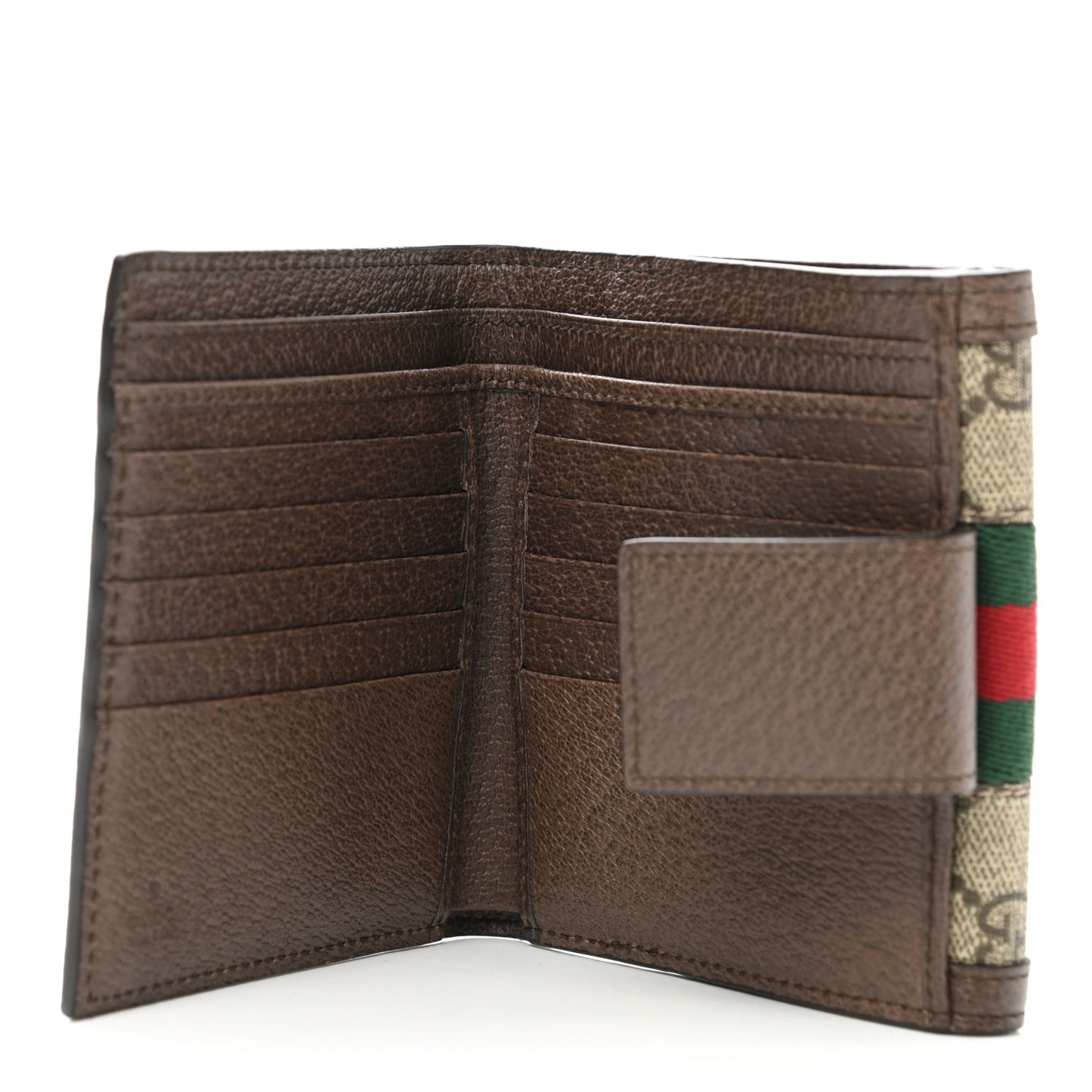 GG Supreme Monogram Web Ophidia French Flap Wallet Beige New Acero