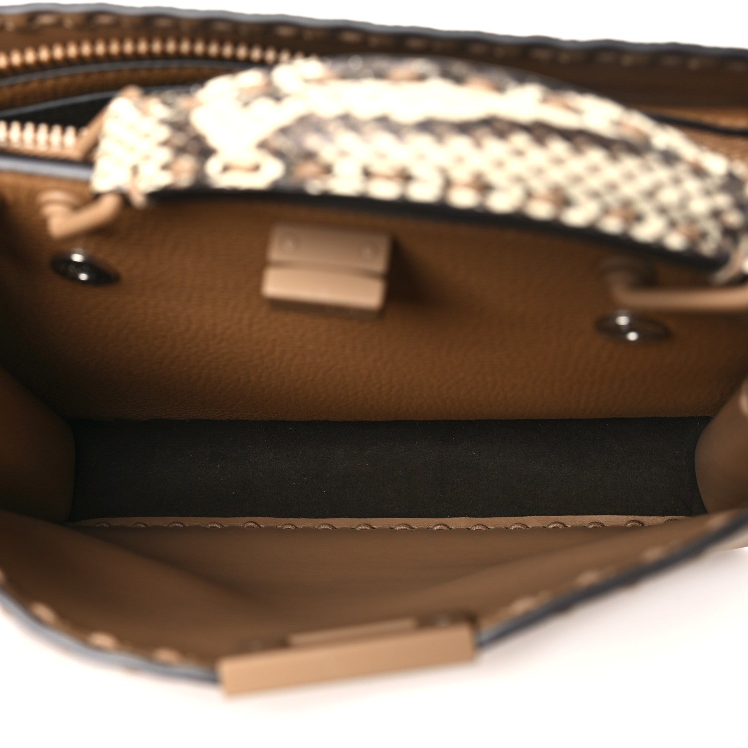 Fendi Cuoio Romano Vitello Elaphe Cover Sellerissima Monochrome Mini Peekaboo I SEE U Satchel Cammello 7 of 11