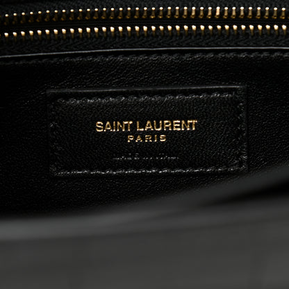 Saint Laurent Calfskin Crocodile Embossed Gaby Satchel Black 6 of 10