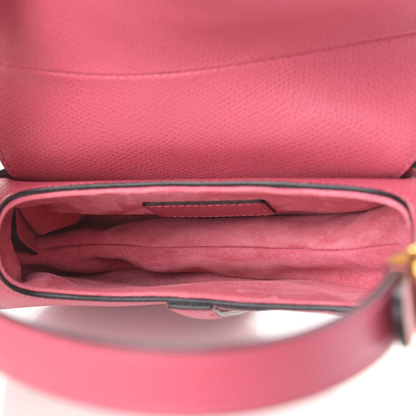 Grained Calfskin Mini Saddle Bag Dusty Pink