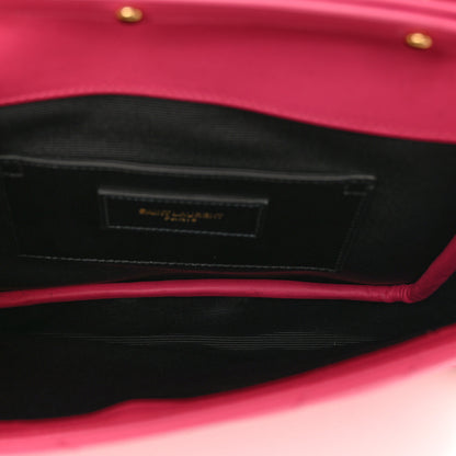 Saint Laurent Calfskin Monogram Chevron Shoulder Bag Fuchsia 6 of 13