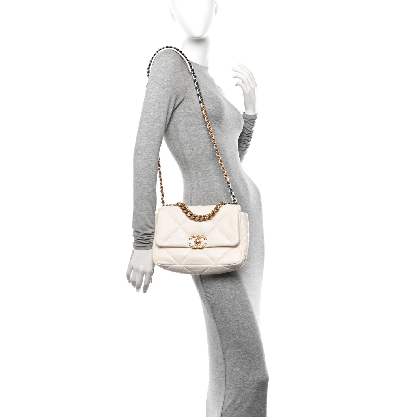 Lambskin Quilted Medium Chanel 19 Flap White