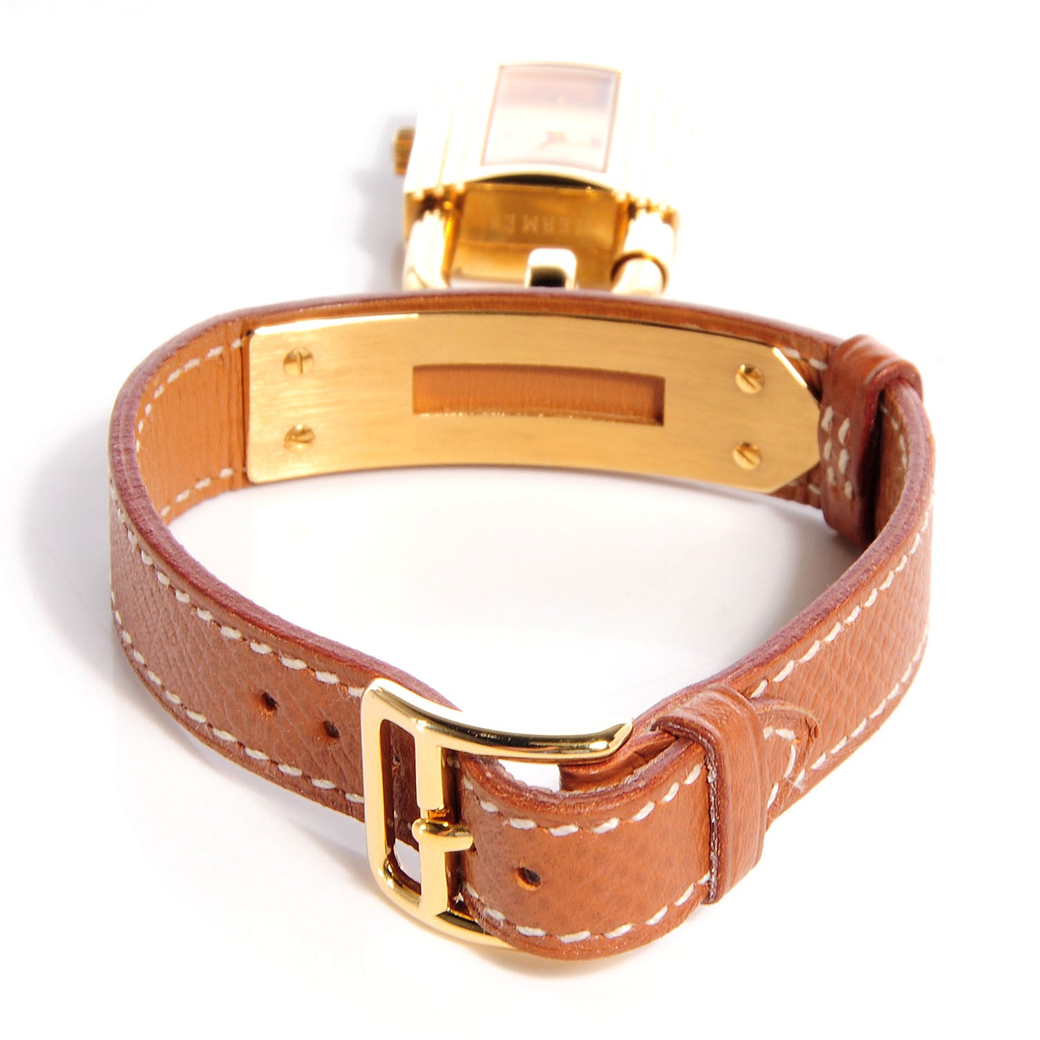 Hermes Stainless Steel Courchevel 20mm Kelly Cadena Quartz Watch Gold 5 of 11