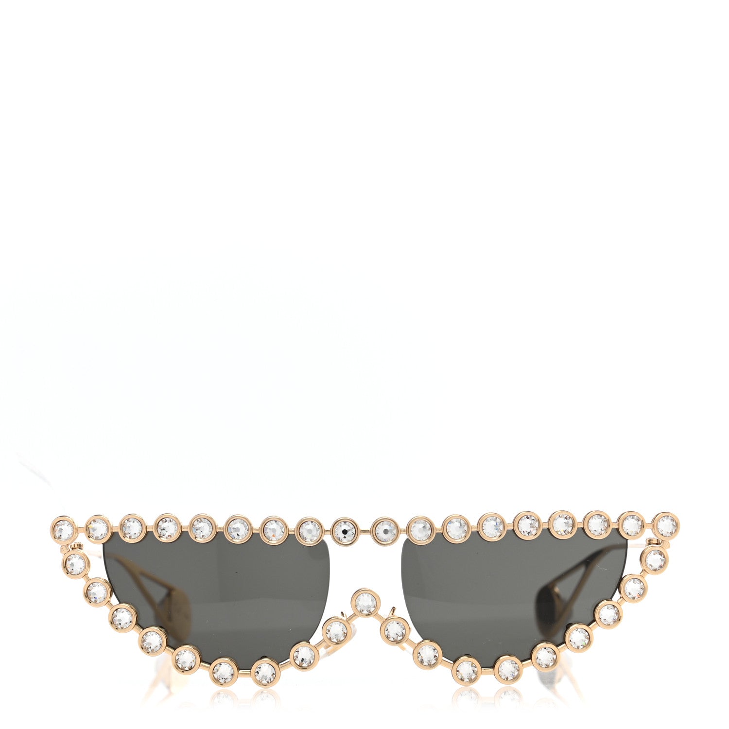 Gucci Metal Crystal Cat Eye Sunglasses GG0364S Gold 2 of 5