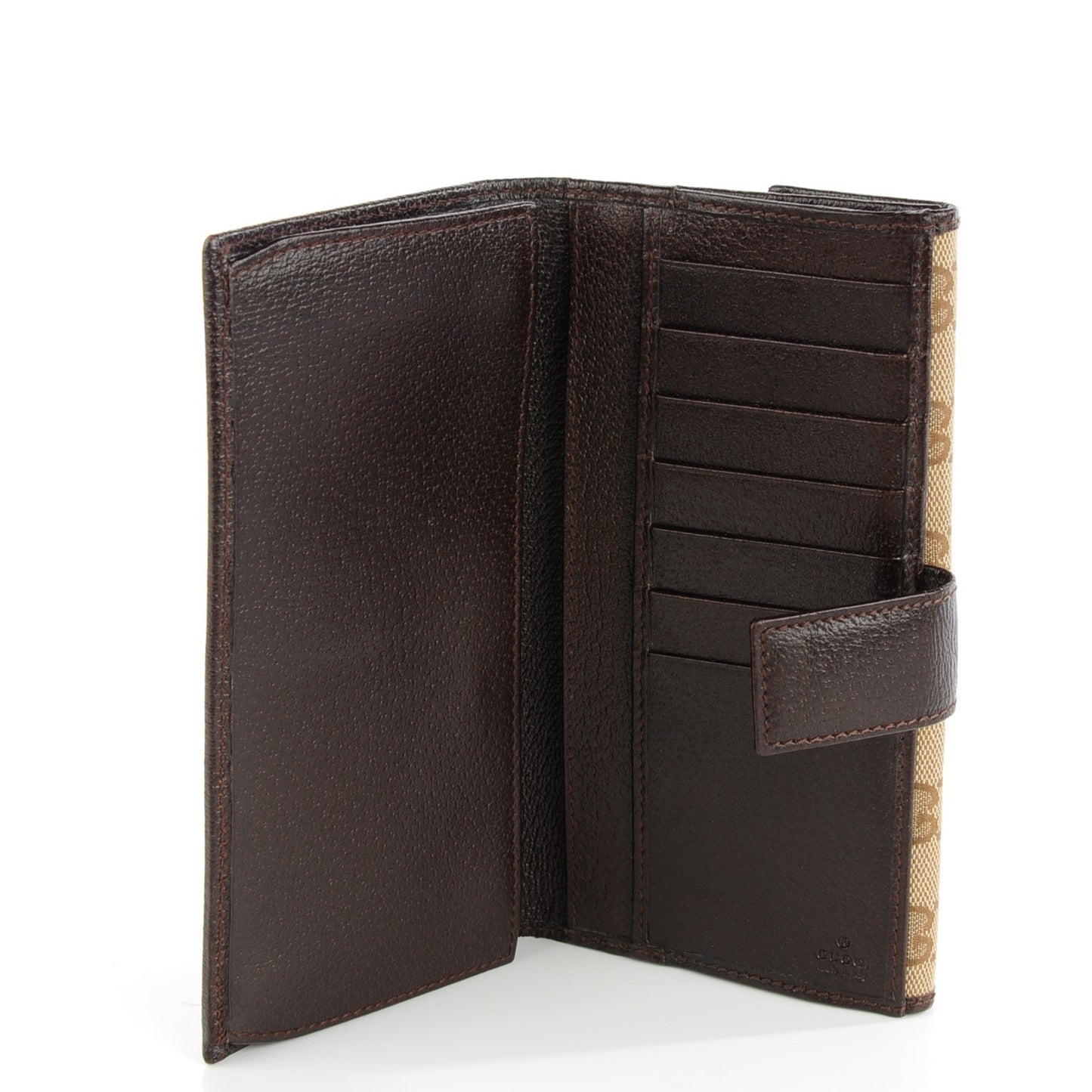 Monogram Metal Bar Continental Flap Wallet Beige Ebony Dark Brown