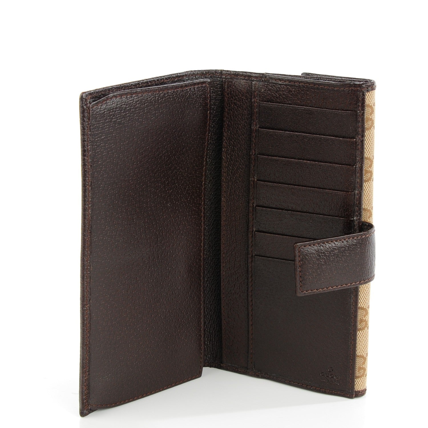 Gucci Monogram Metal Bar Continental Flap Wallet Beige Ebony Dark Brown 5 of 7