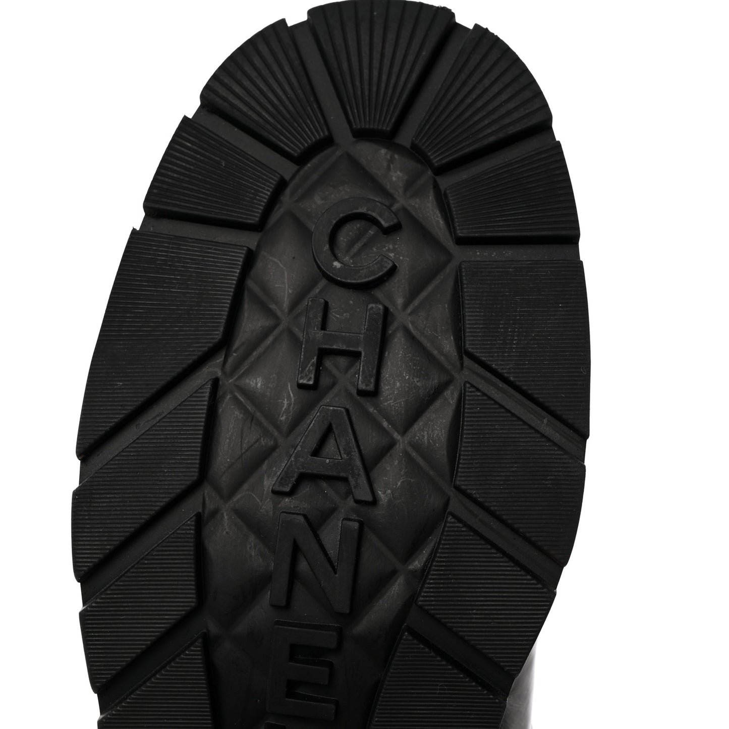 Shiny Calfskin Patent Quilted Chain Lace Up Combat Boots 37 Black