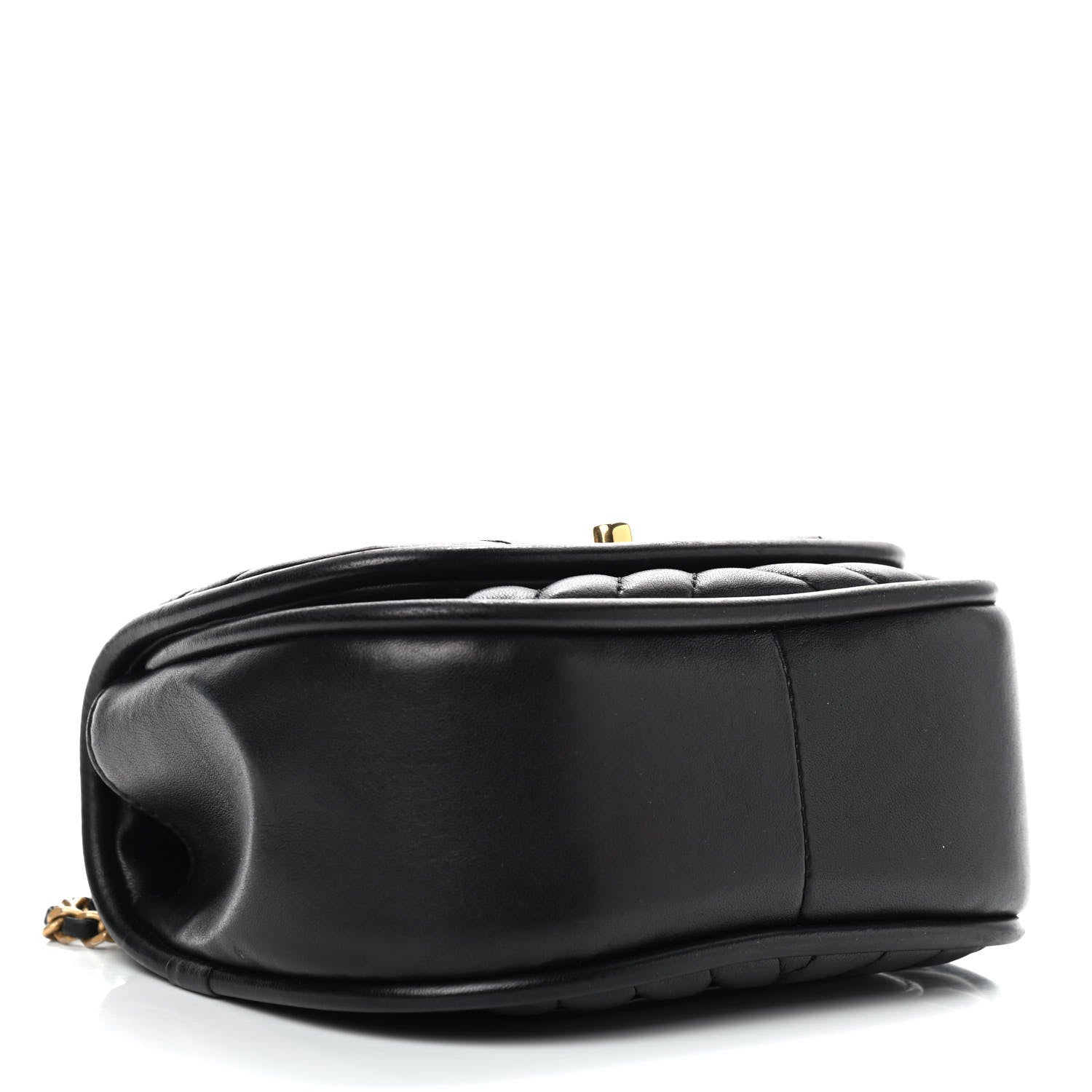 Chanel Lambskin Reverse Chevron Quilted Mini Round Top Handle Flap Black 4 of 9