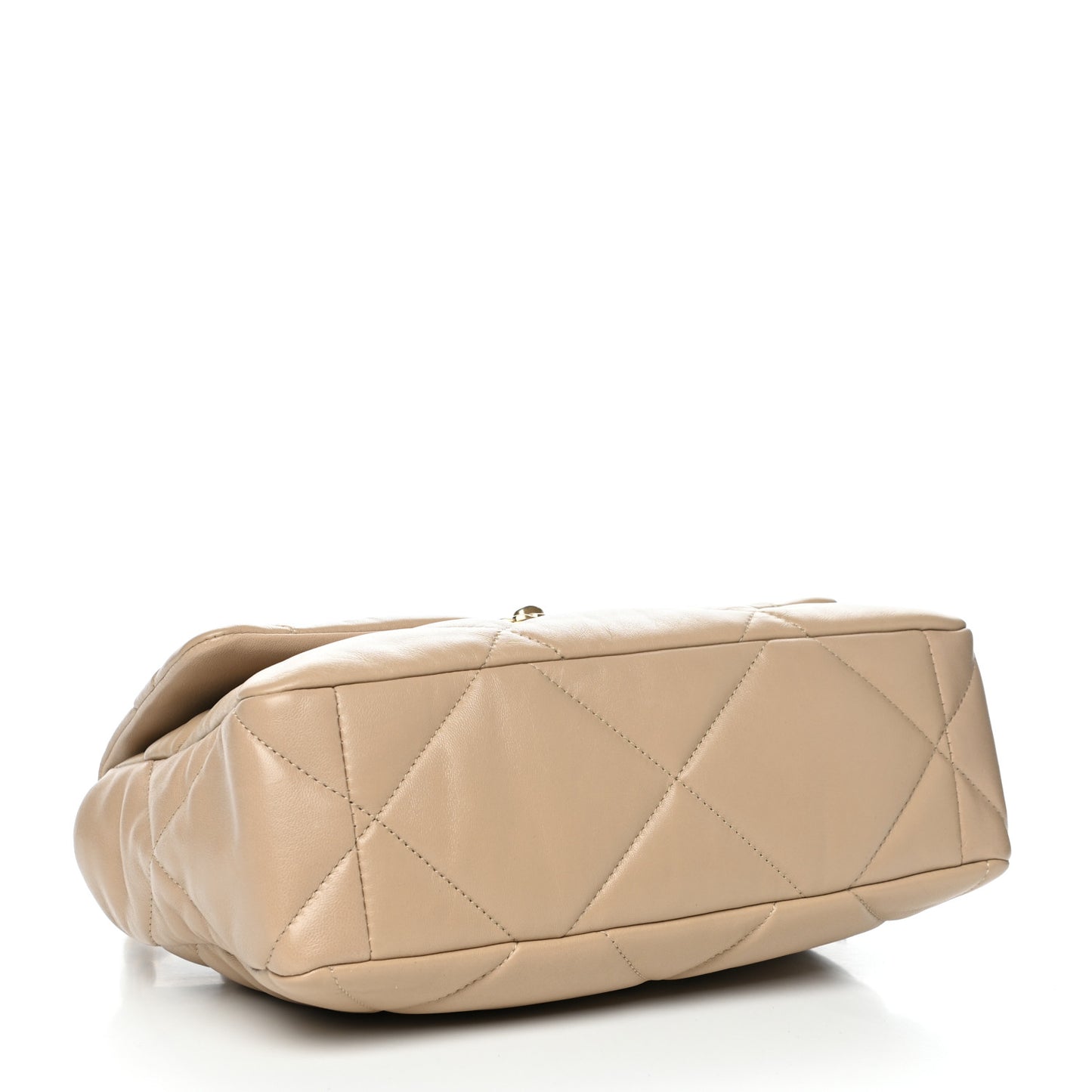 Lambskin Quilted Large Chanel 19 Flap Dark Beige