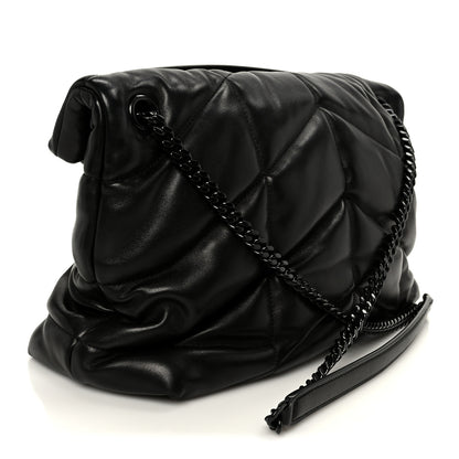 Saint Laurent Lambskin Quilted Monogram Monochrome Medium Loulou Puffer Chain Satchel Black 3 of 11