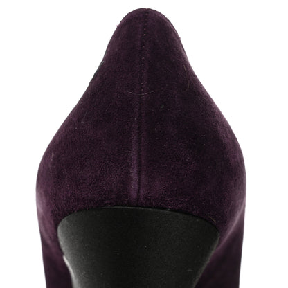 Chanel Suede Satin Cap Toe Pumps Dark 40 Purple Black 11 of 12