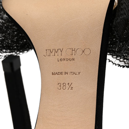Jimmy Choo Grosgrain Aveline Bow 100 Sandals 38.5 Black 7 of 8