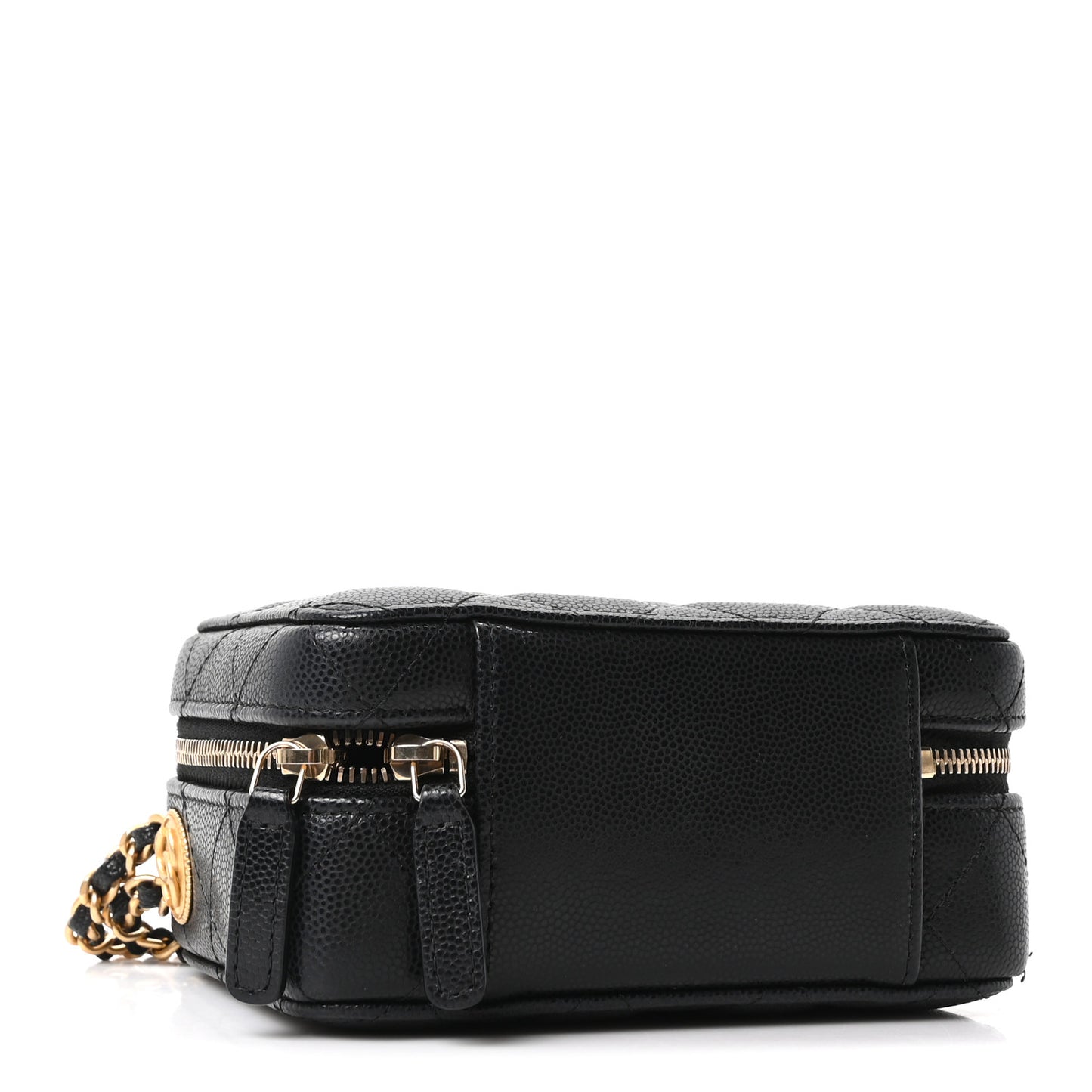 Caviar Quilted Twist Your Buttons Clutch With Chain Black