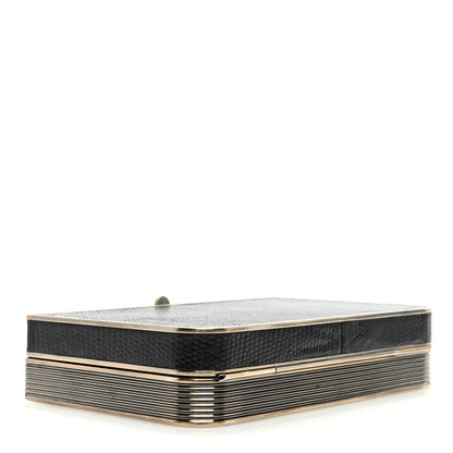 Salvatore Ferragamo Lizard Metal Box Clutch Black Gold 4 of 8