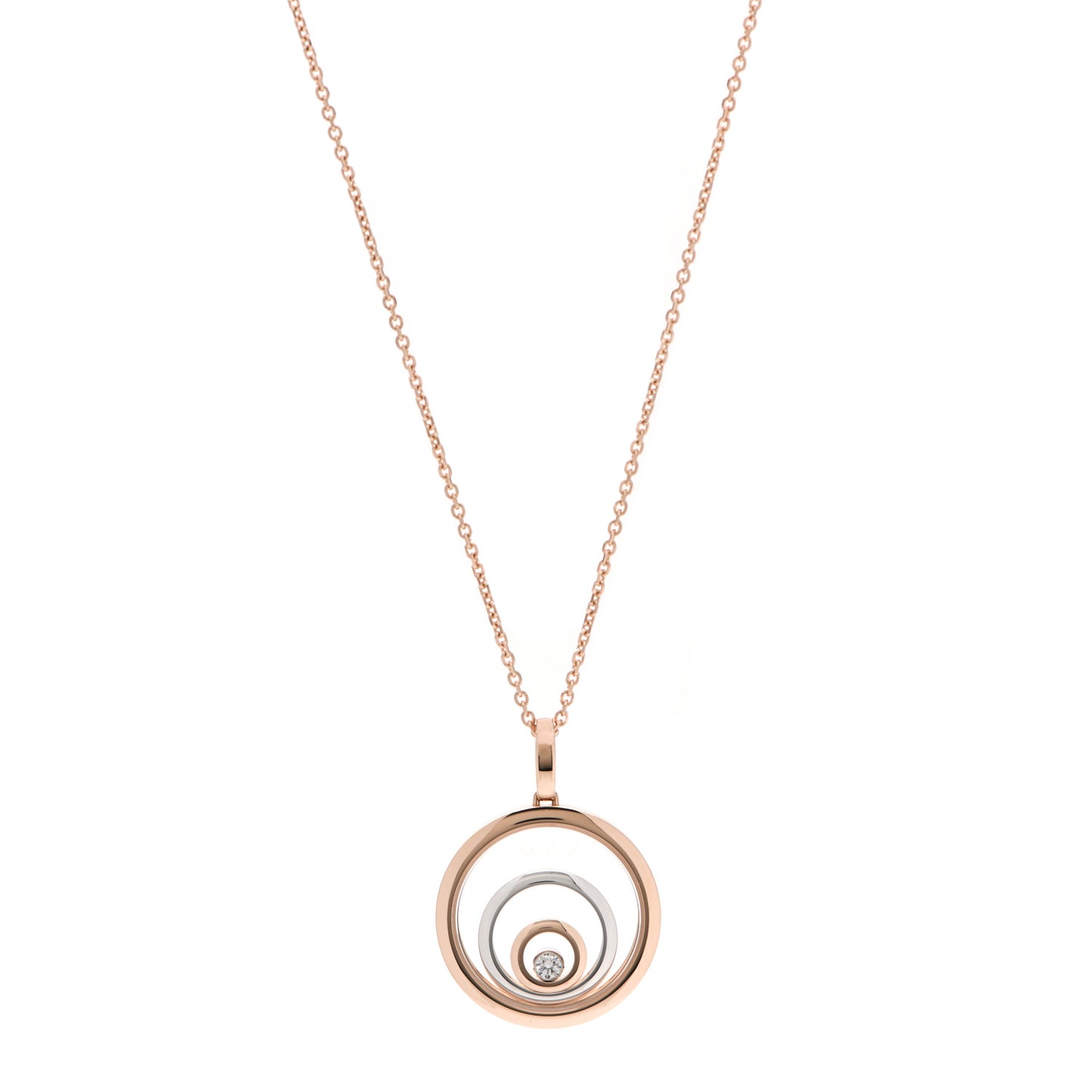 18K Rose White Gold Diamond Happy Spirit Pendant Necklace