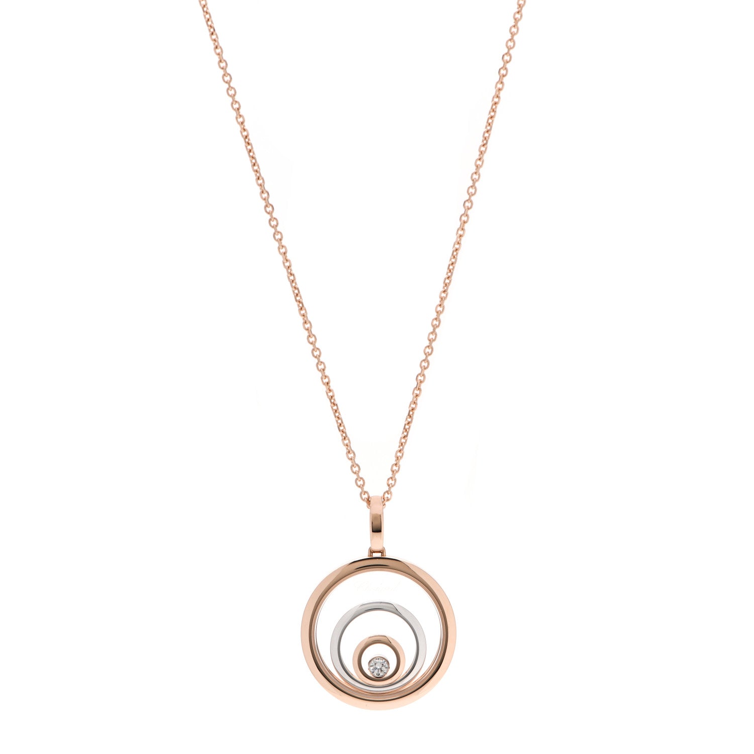 Chopard 18K Rose White Gold Diamond Happy Spirit Pendant Necklace 1 of 6