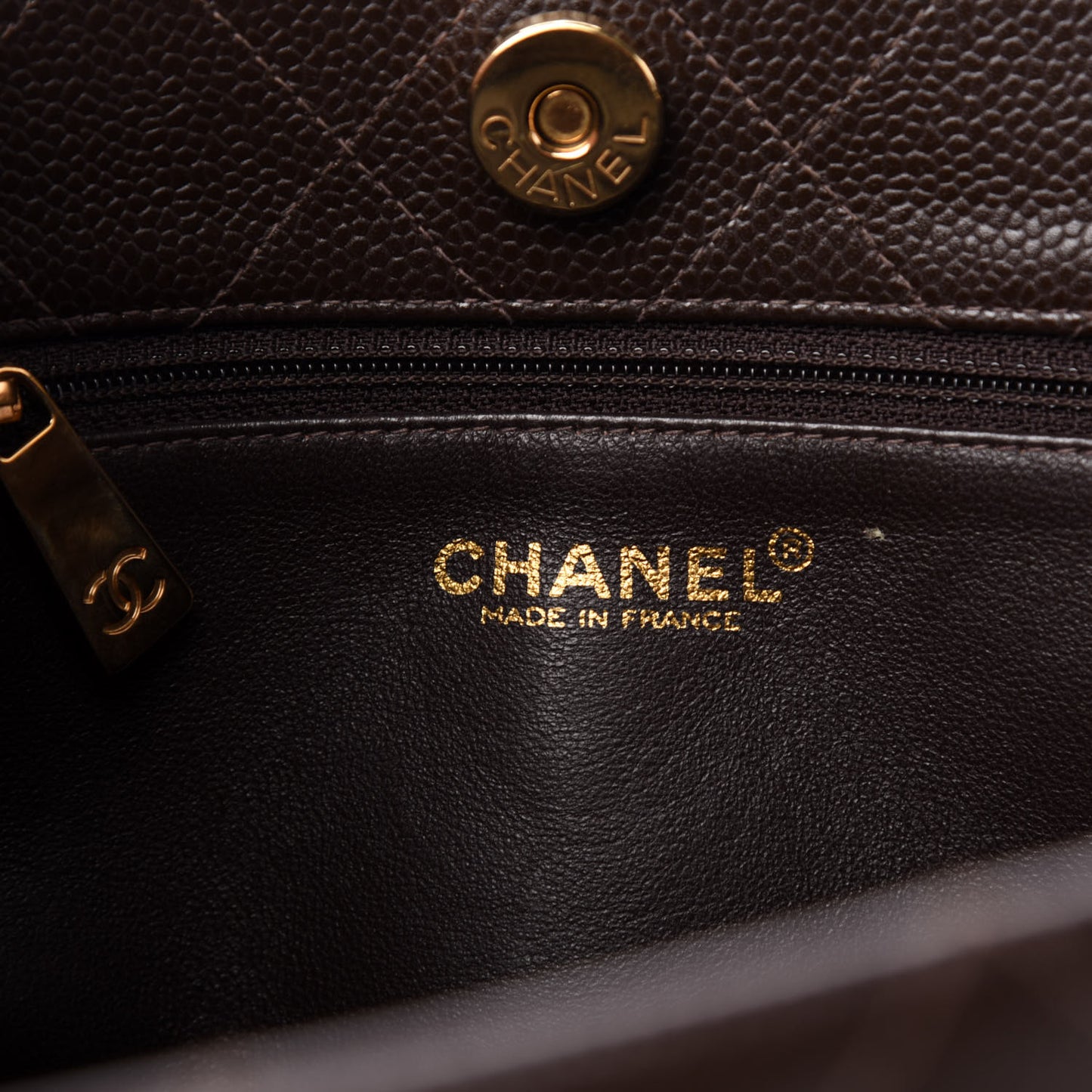 Caviar Quilted Shopper Tote Dark Brown