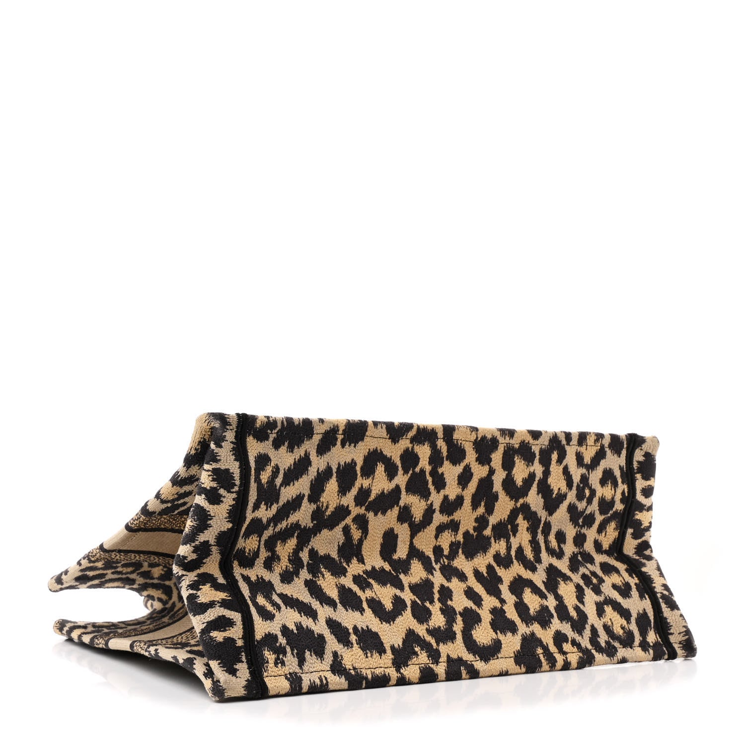 Christian Dior Canvas Mizza Embroidered Medium Leopard Book Tote Beige 4 of 12