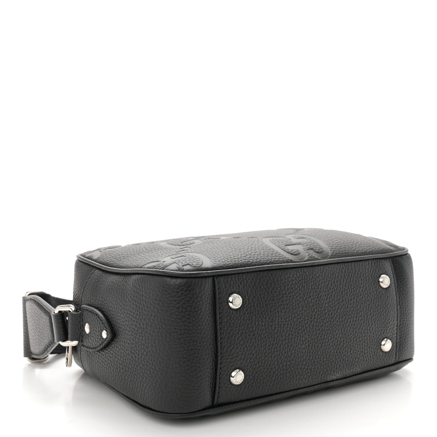 Piuma Calfskin Jumbo GG Embossed Messenger Bag Black