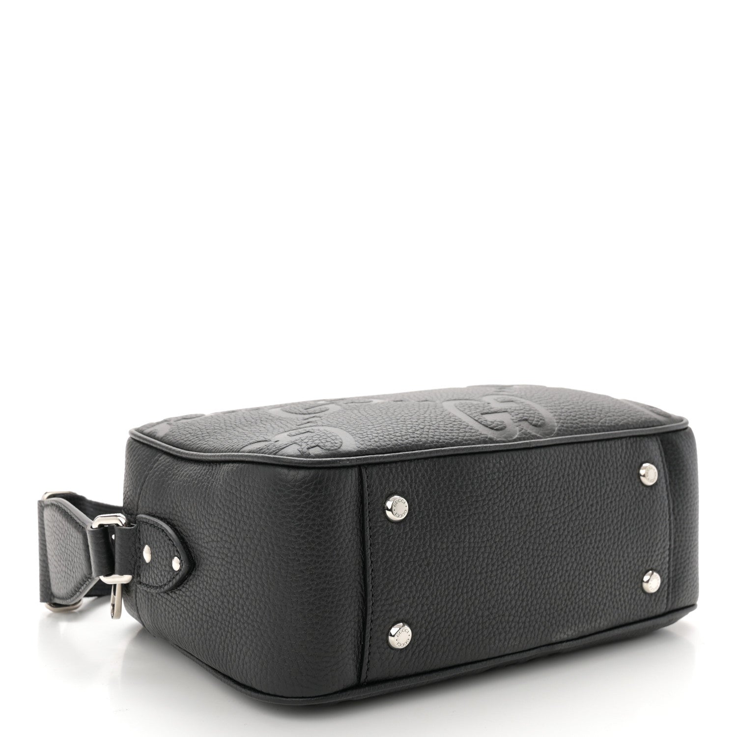 Gucci Piuma Calfskin Jumbo GG Embossed Messenger Bag Black 4 of 12