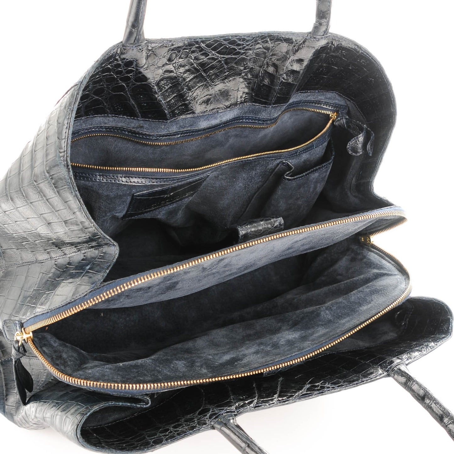 Crocodile Top Handle Tote Dark Blue