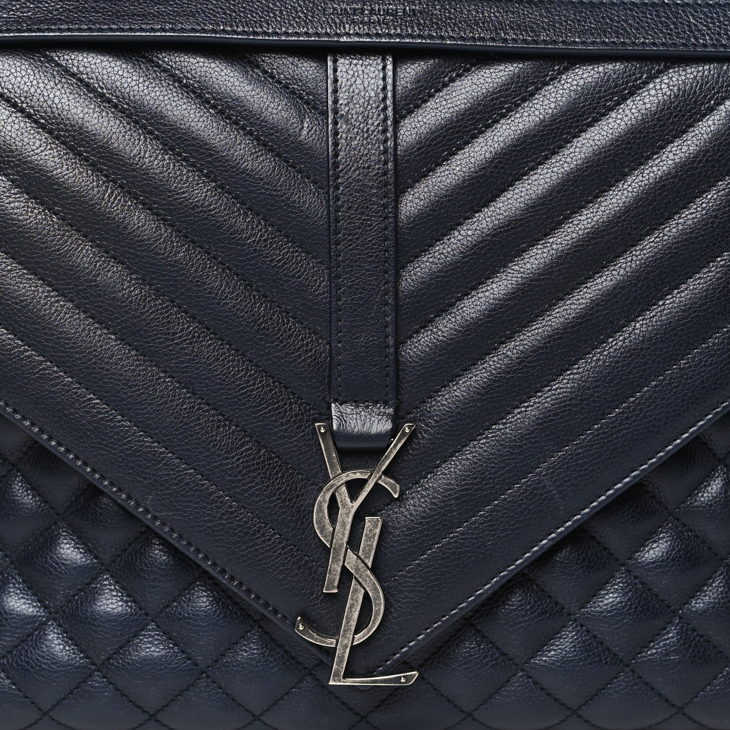 Calfskin Mixed Matelasse Triquilt Large Monogram Satchel Deep Marine