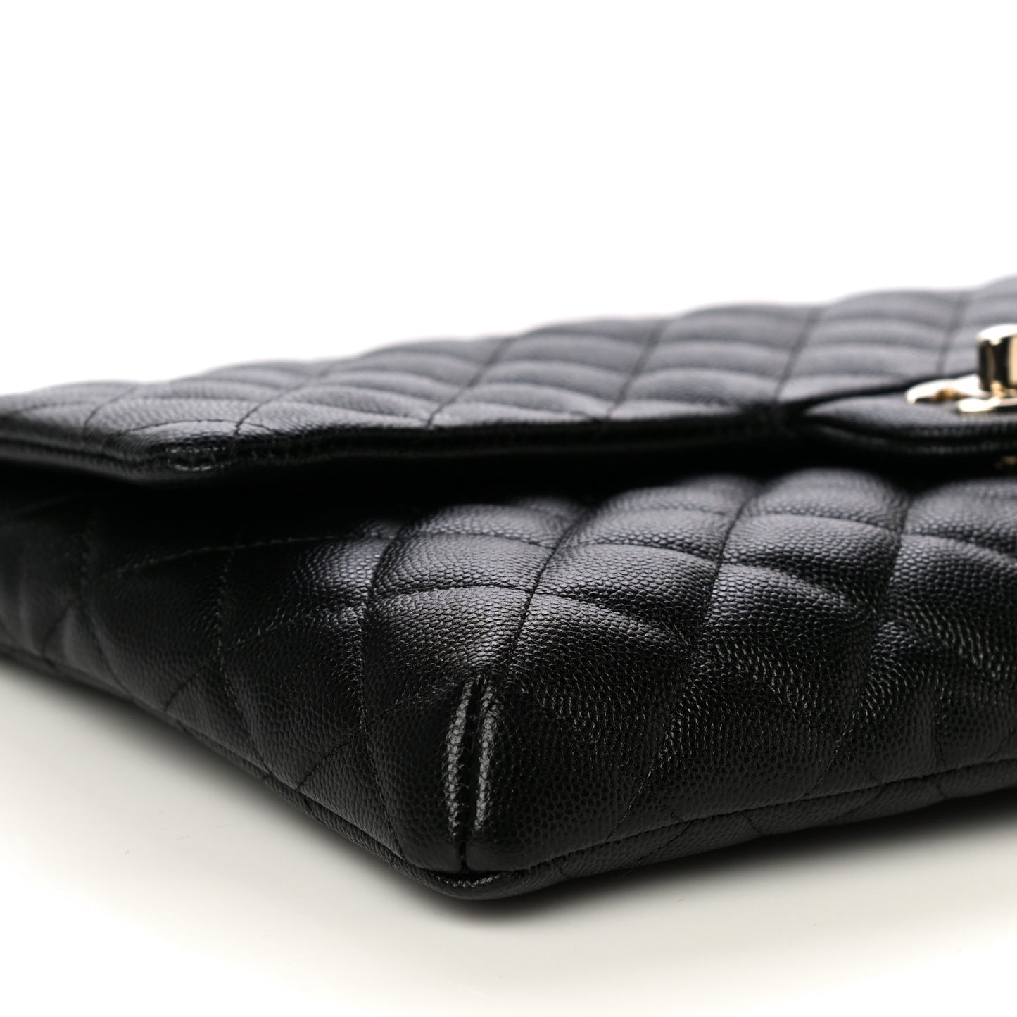 Caviar Quilted Flap Clutch Black