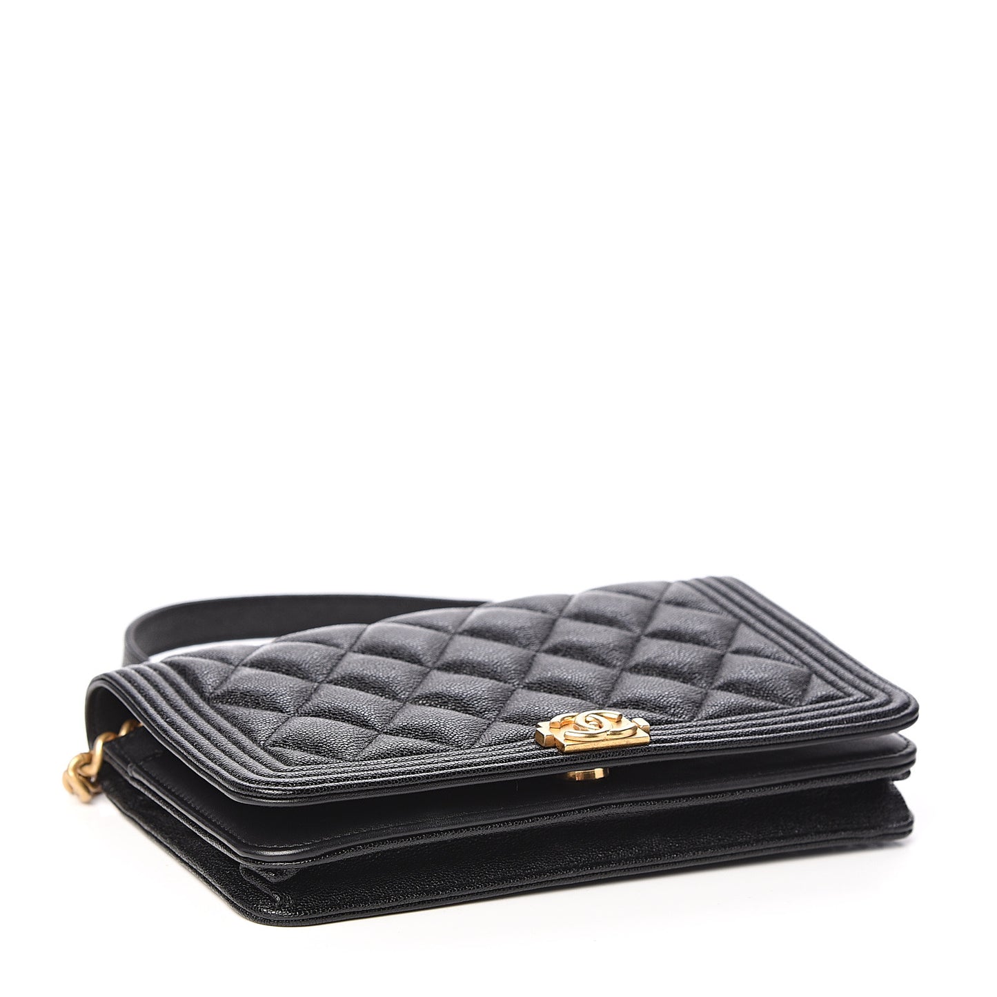 Caviar Quilted Boy Wallet On Chain WOC Black