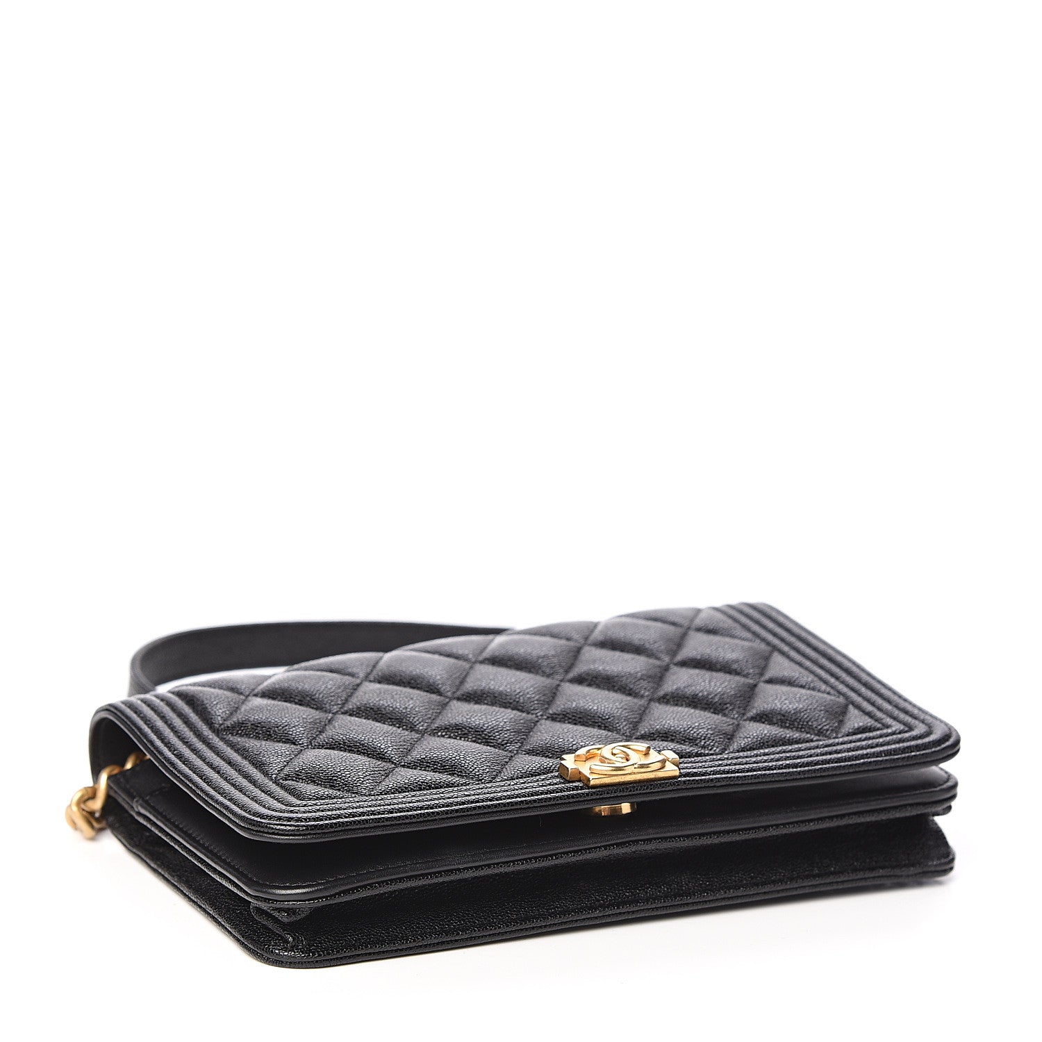 Chanel Caviar Quilted Boy Wallet On Chain WOC Black 3 of 11