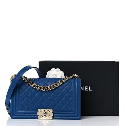 Chanel Caviar Quilted Medium Boy Flap Dark Blue 10 of 10