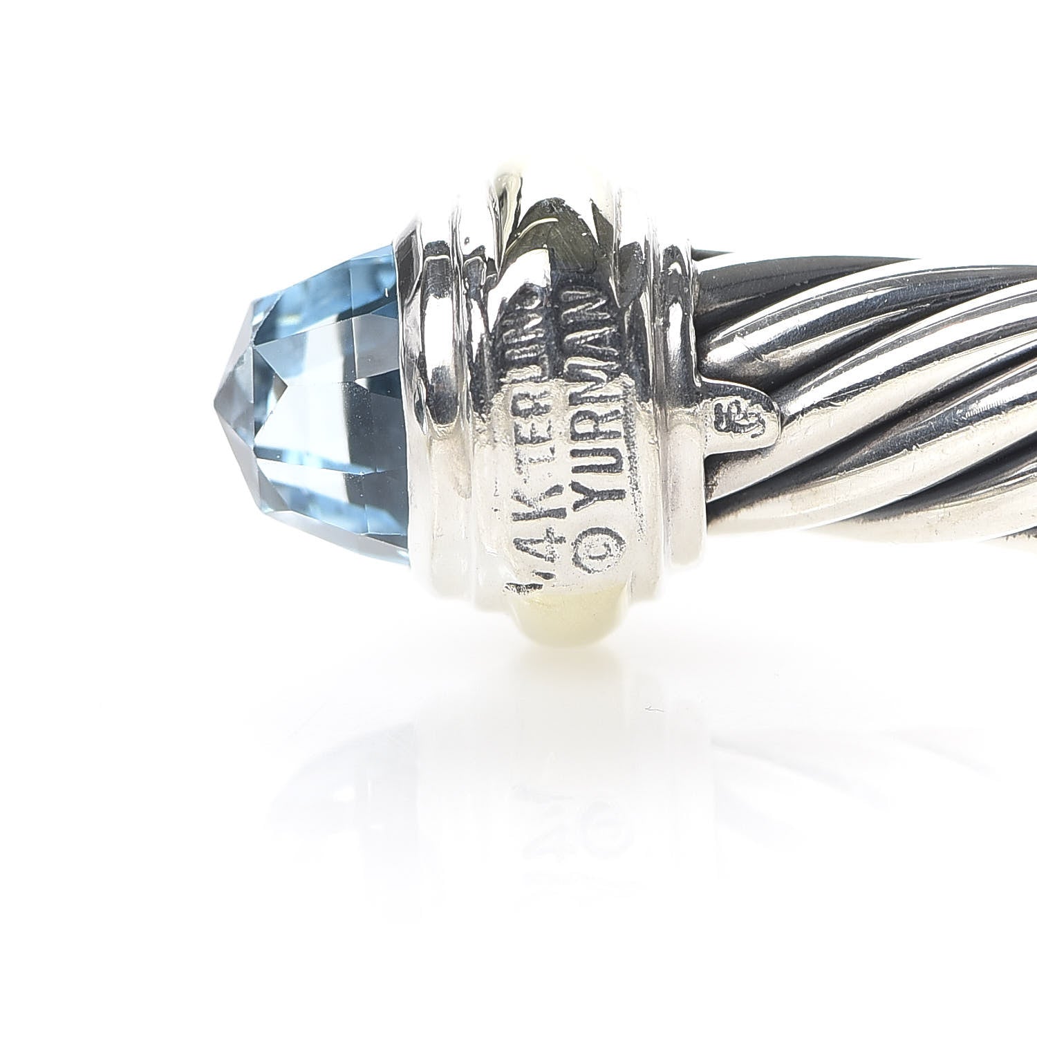 David Yurman Sterling Silver 14K Yellow Gold Blue Topaz 7mm Cable Classics Bracelet 5 of 5