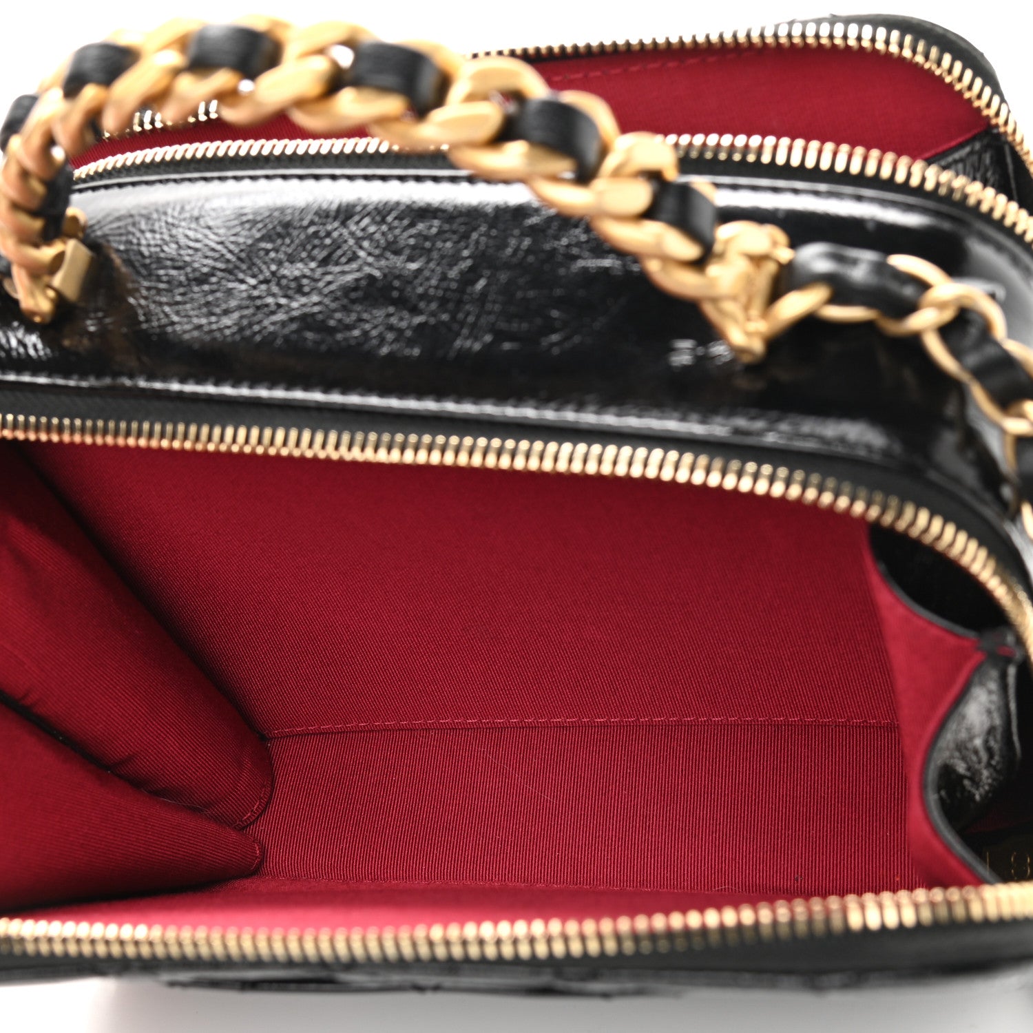 Chanel Crumpled Lambskin Quilted Get Round Top Handle Vanity Case Black 6 of 10