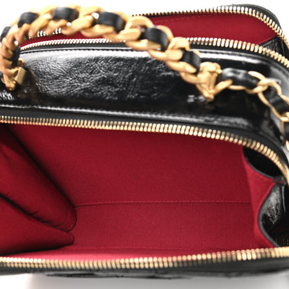 Chanel Crumpled Lambskin Quilted Get Round Top Handle Vanity Case Black 6 of 10