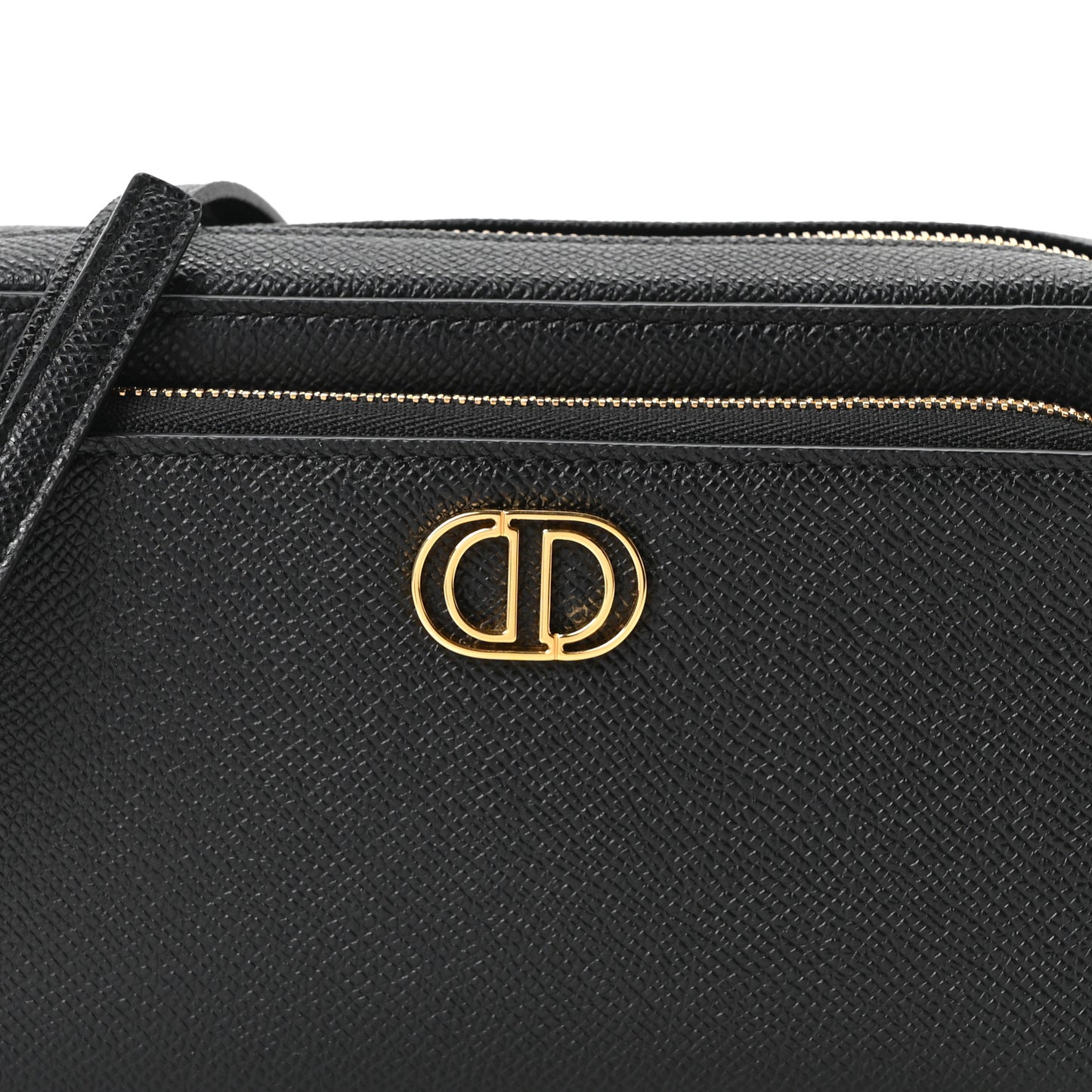 Grained Calfskin Caro Double Pouch Black