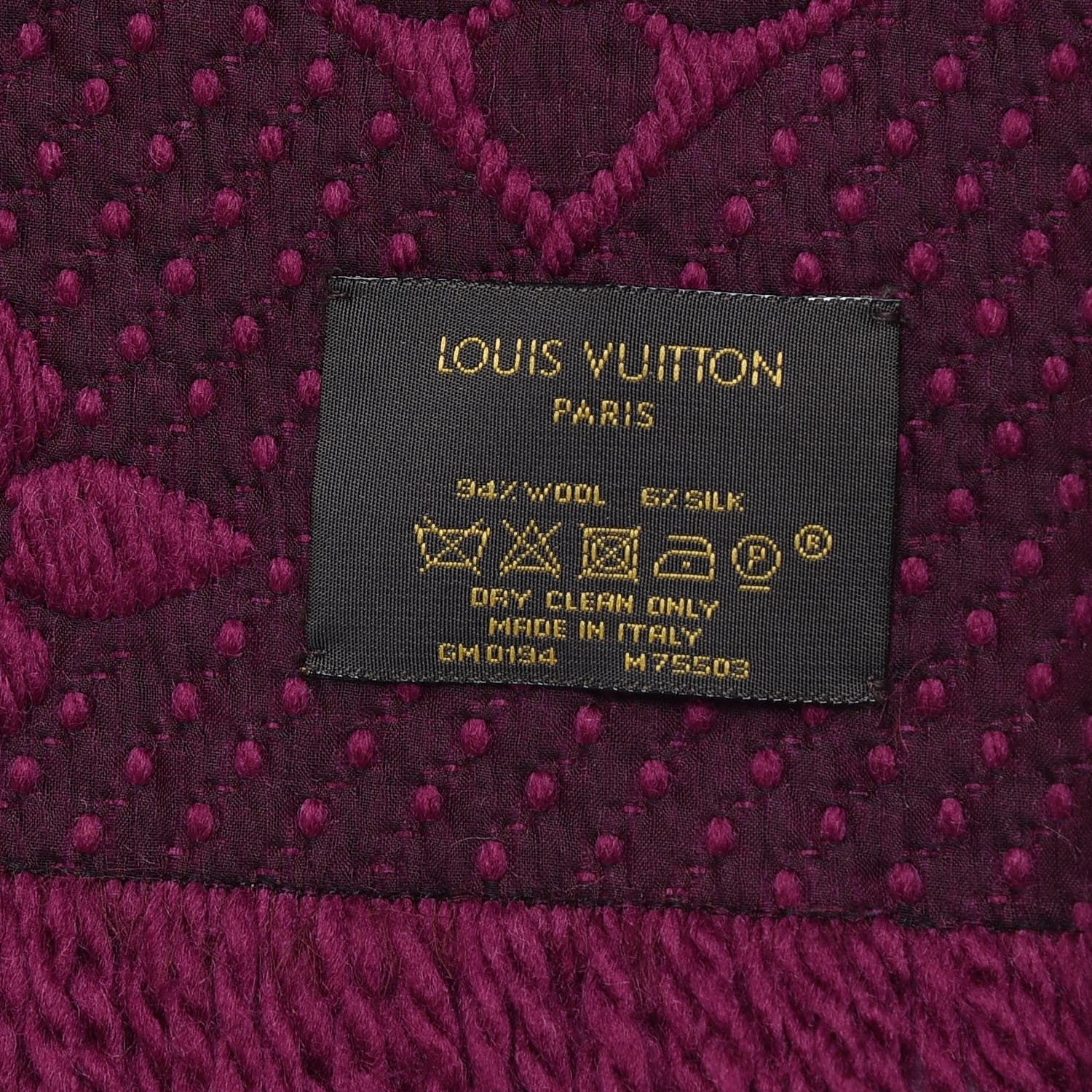 Louis Vuitton Wool Silk Logomania Scarf Cherry 4 of 4