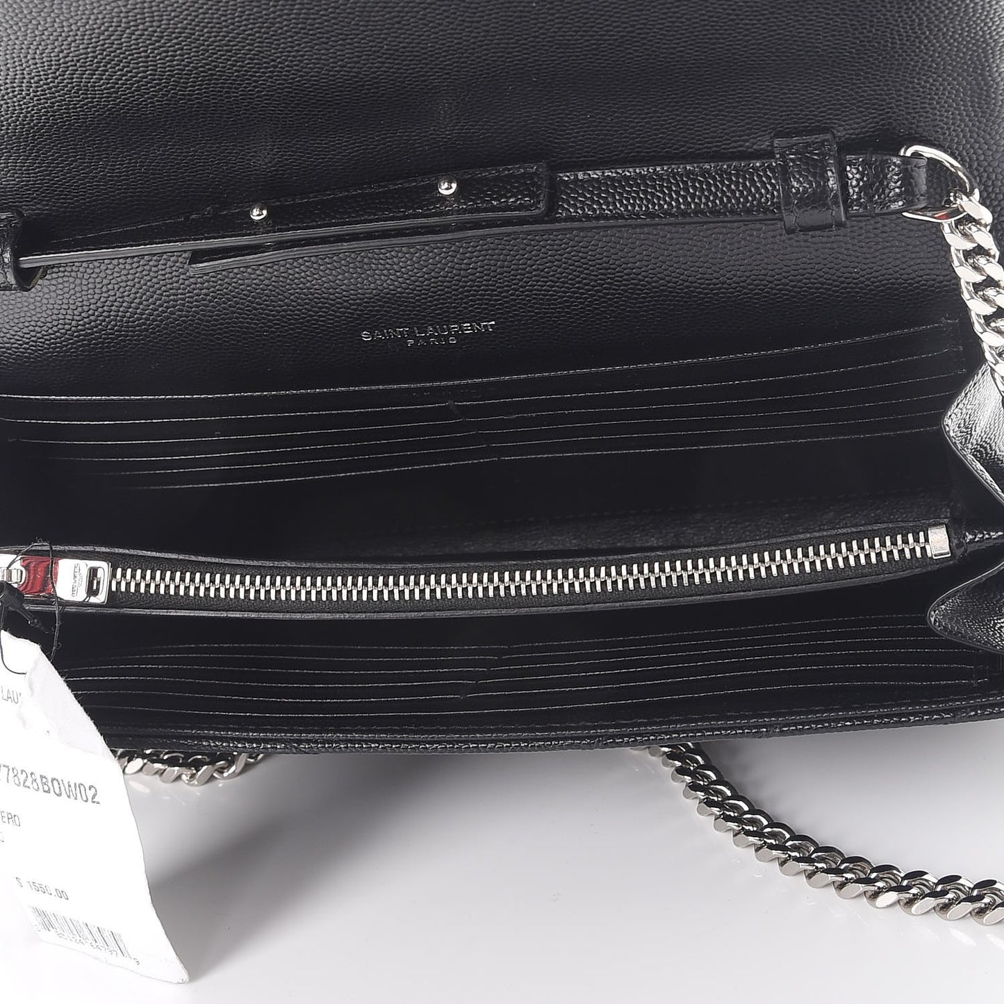 Grain De Poudre Matelasse Chevron Monogram Chain Wallet Black