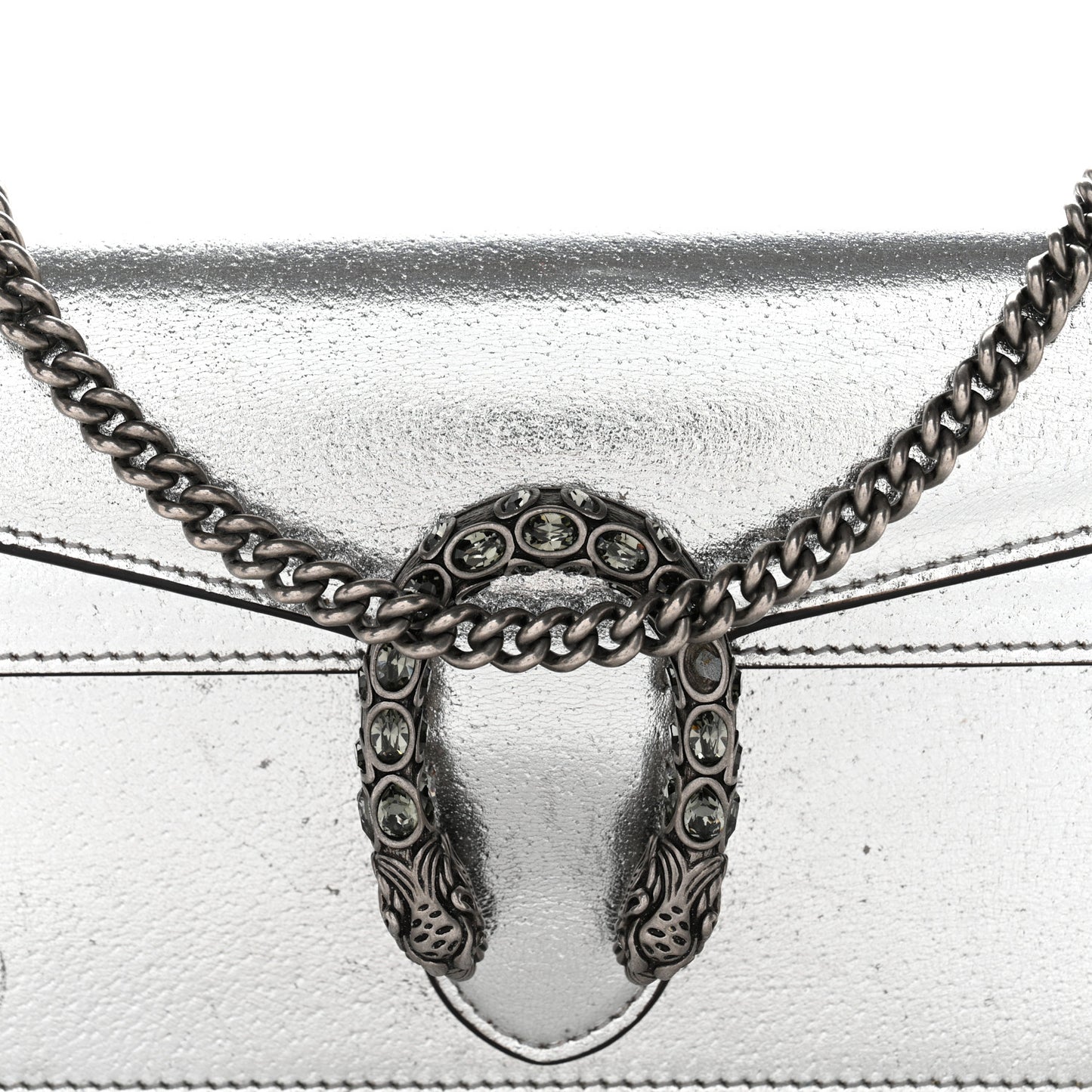 Metallic Calfskin Super Mini Dionysus Shoulder Bag Silver