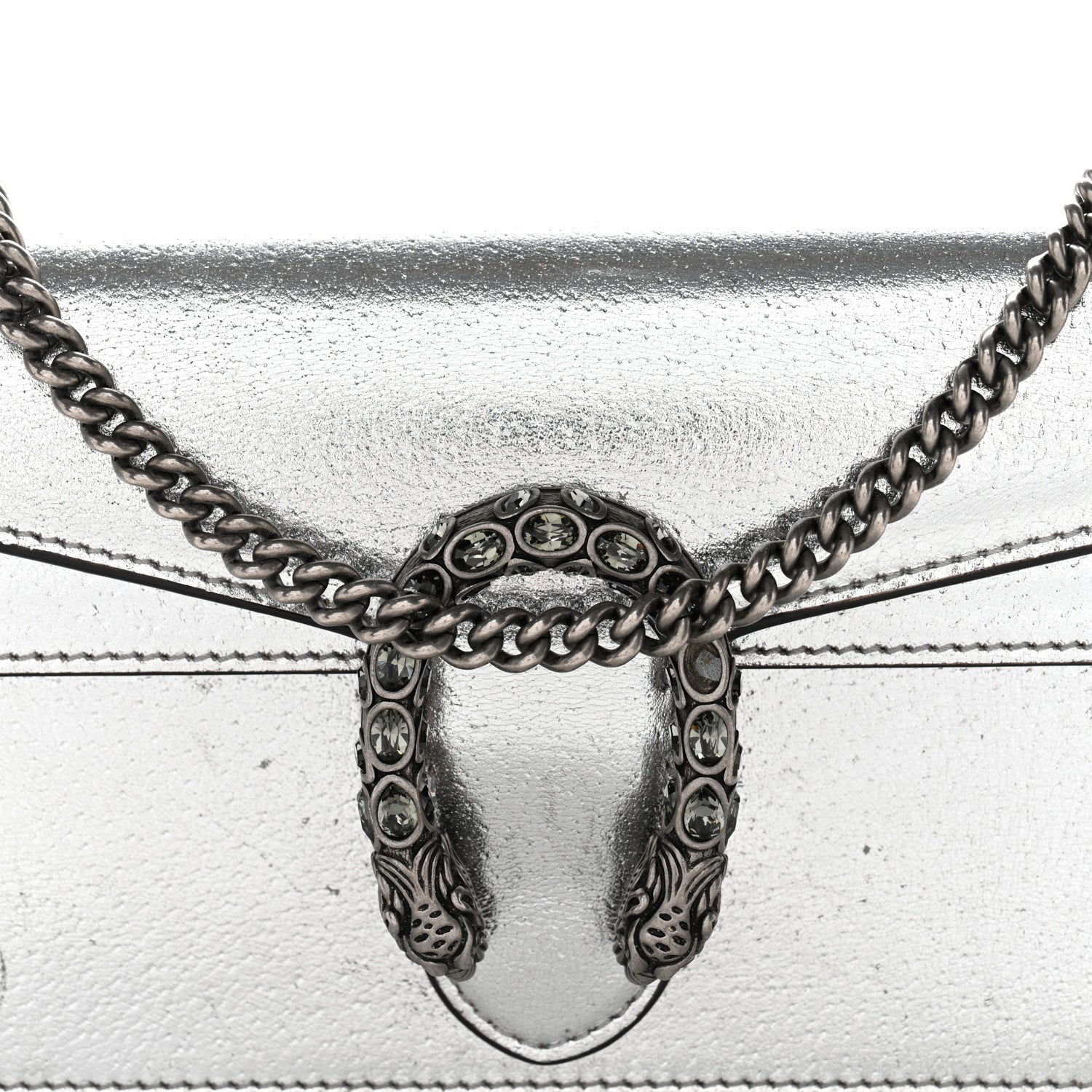 Gucci Metallic Calfskin Super Mini Dionysus Shoulder Bag Silver 7 of 15
