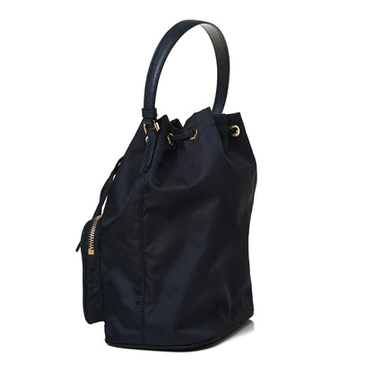 Prada Saffiano Tessuto Nylon Mini Bucket Crossbody Bag Navy 2 of 14