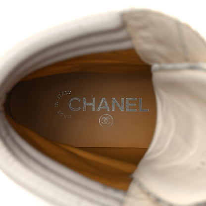 Chanel Tweed Patent Cap Toe Lace Up Short Boots 39.5 White 7 of 10