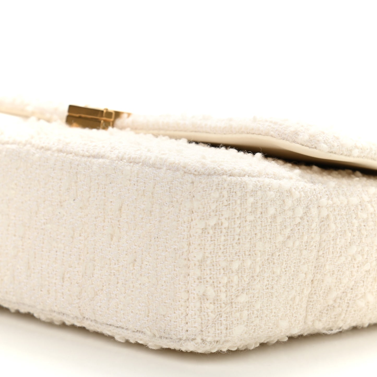 Boucle Tweed Patchwork Monogram Medium Jamie Baguette Craie